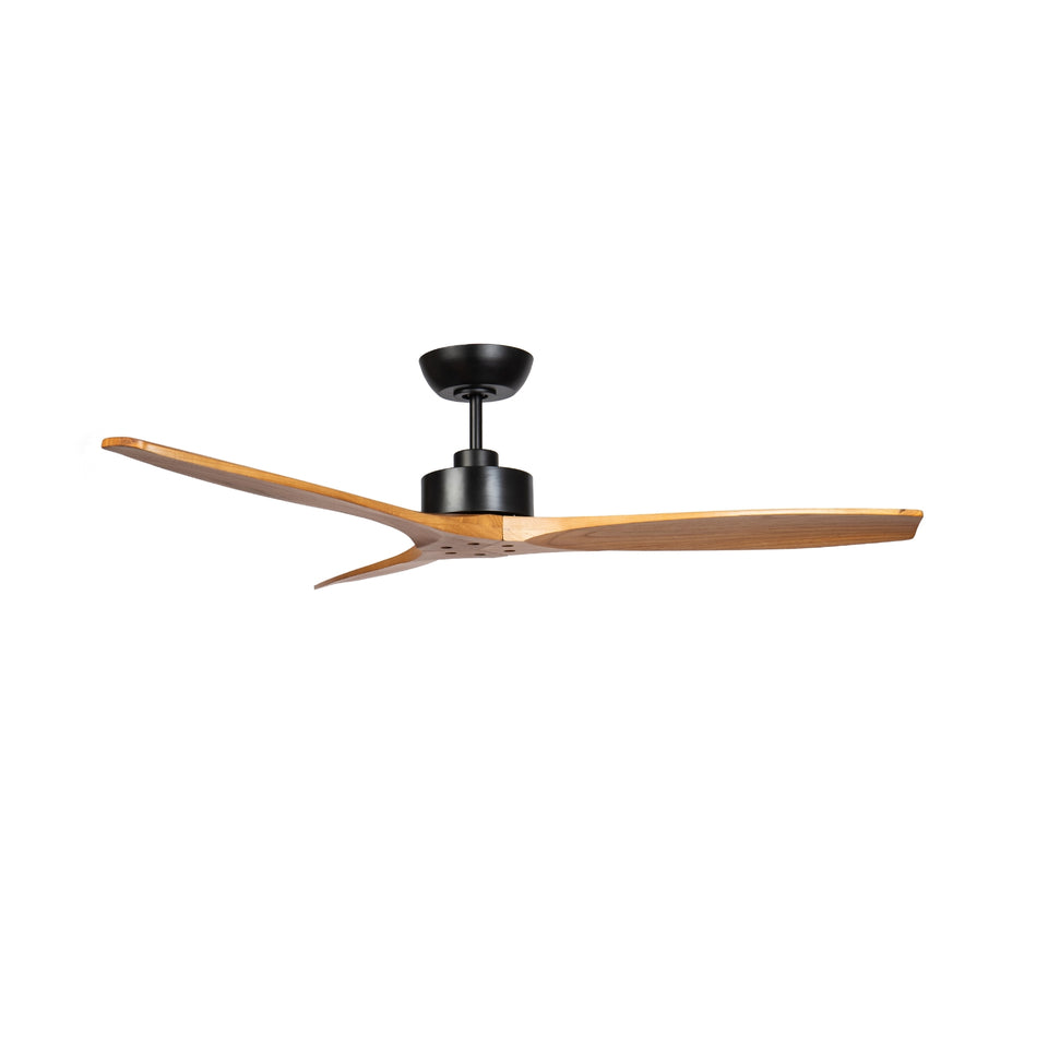 Fanco Wynd V3  54'' (137cm) DC Ceiling Fan - Black and Handcrafted Timber Blades Teak