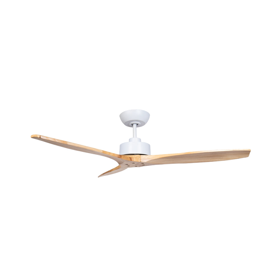 Fanco Wynd V3  54'' (137cm) DC Ceiling Fan - White and Handcrafted Timber Blades Natural