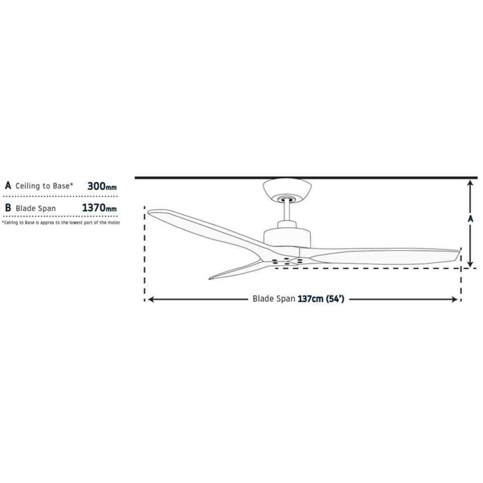 Fanco Wynd V3  54'' (137cm) DC Ceiling Fan - White and Handcrafted Timber Blades Whitewash