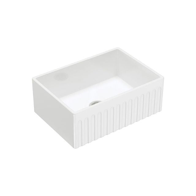 Fienza Charlton Butler Sink Small Reversible Fluted & Flat 690mm Fire Clay Gloss White