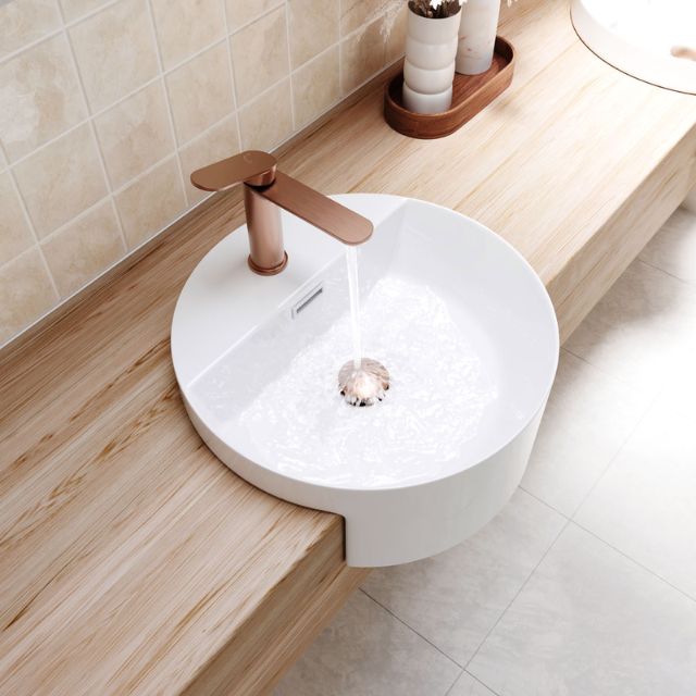 Fienza Empire Slim Basin Mixer Cold Start Brushed Copper