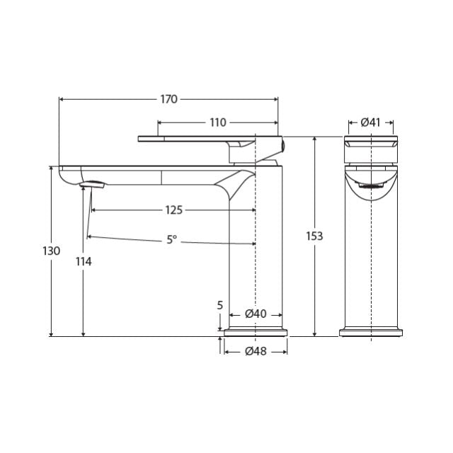 Fienza Empire Slim Basin Mixer Cold Start Brushed Nickel
