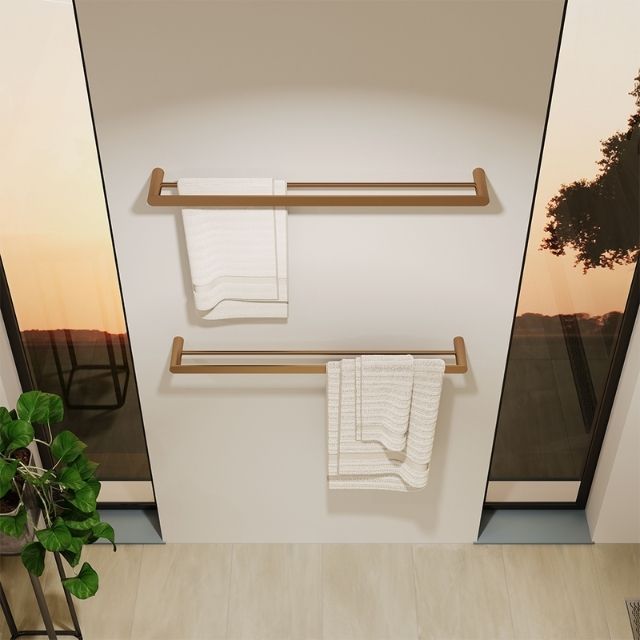 Fienza Empire Slim Double Towel Rail 800mm Brushed Copper