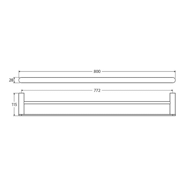 Fienza Empire Slim Double Towel Rail 800mm Chrome