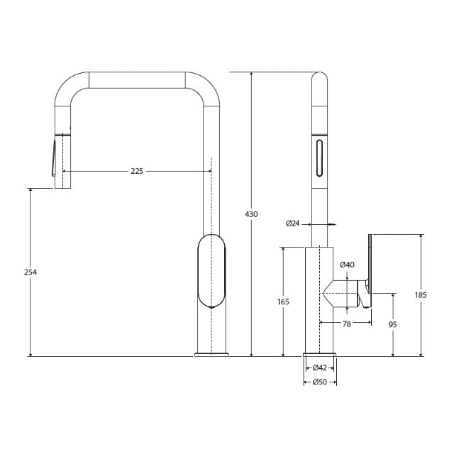 Fienza Empire Slim Pull Out Sink Mixer Chrome