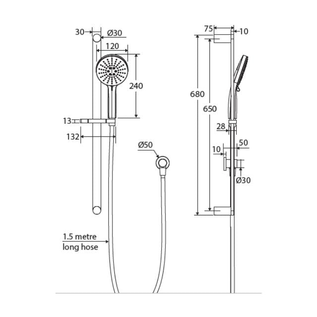Fienza Empire Slim Rail Shower Chrome