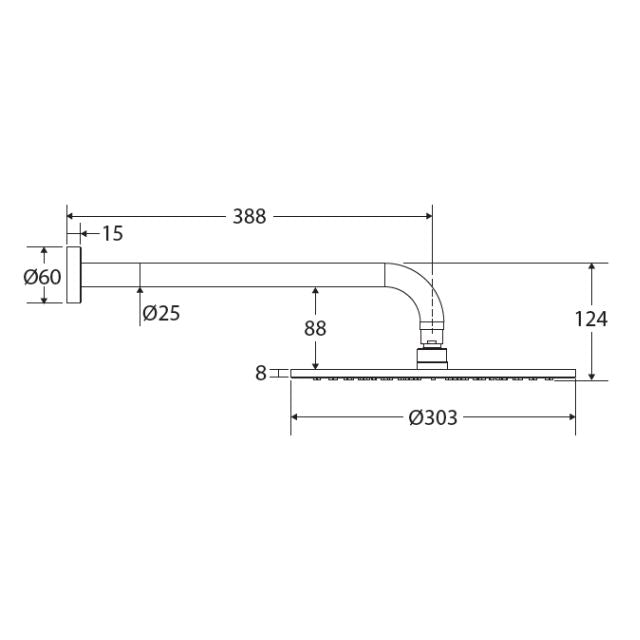 Fienza Empire Slim Shower Arm Set Chrome