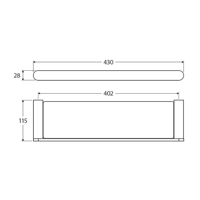 Fienza Empire Slim Shower Shelf Glass Brushed Nickel