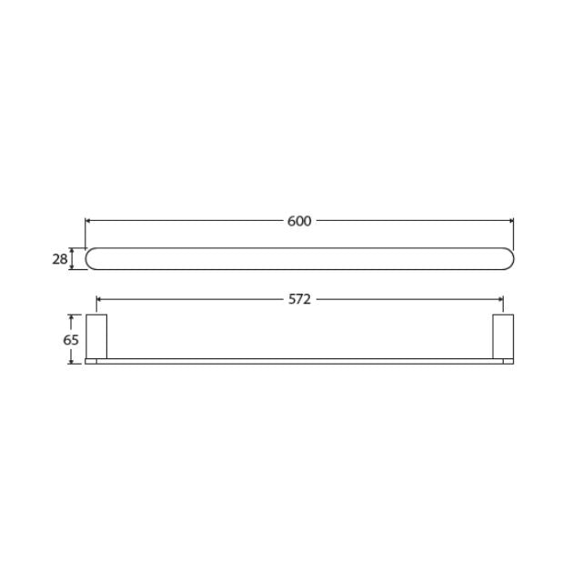 Fienza Empire Slim Single Towel Rail 600mm Brushed Nickel