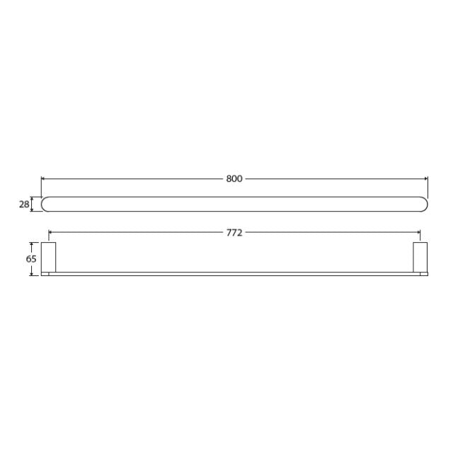 Fienza Empire Slim Single Towel Rail 800mm Chrome