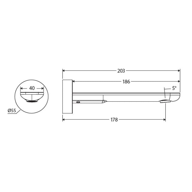 Fienza Empire Slim Wall Basin/Bath Outlet 180mm Round Plate Matte Black