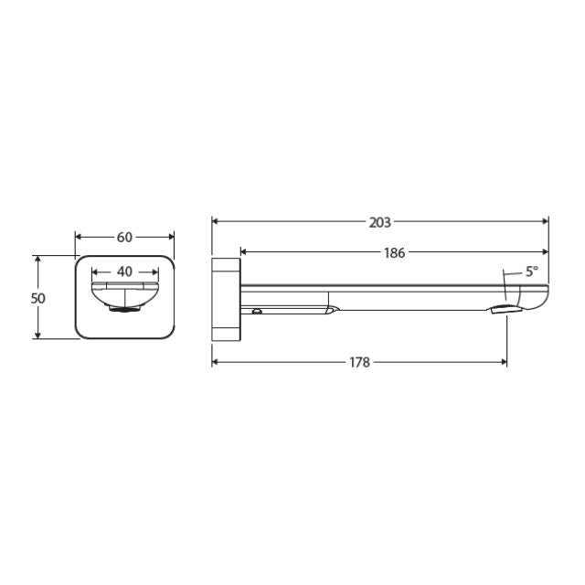 Fienza Empire Slim Wall Basin/Bath Outlet 180mm Square Plate Brushed Copper