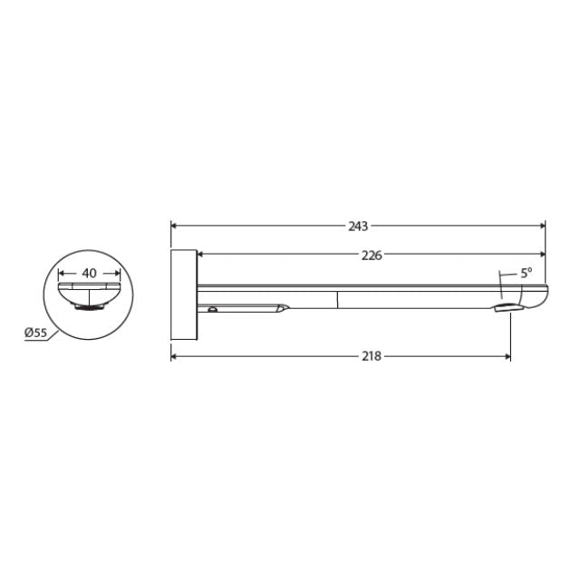 Fienza Empire Slim Wall Bath/Basin Outlet 220mm Round Plate Chrome