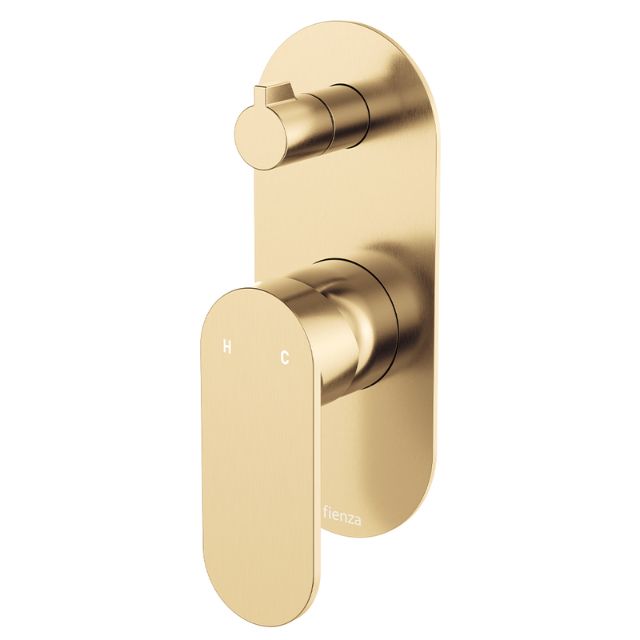 Fienza Empire Slim Wall Diverter Mixer Large Oval Plate Vertical Urban Brass