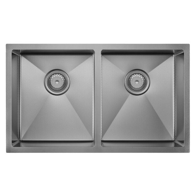 Fienza Hana Double Bowl Sink 27L-27L Anti Scratch Gun Metal 760X450X200mm