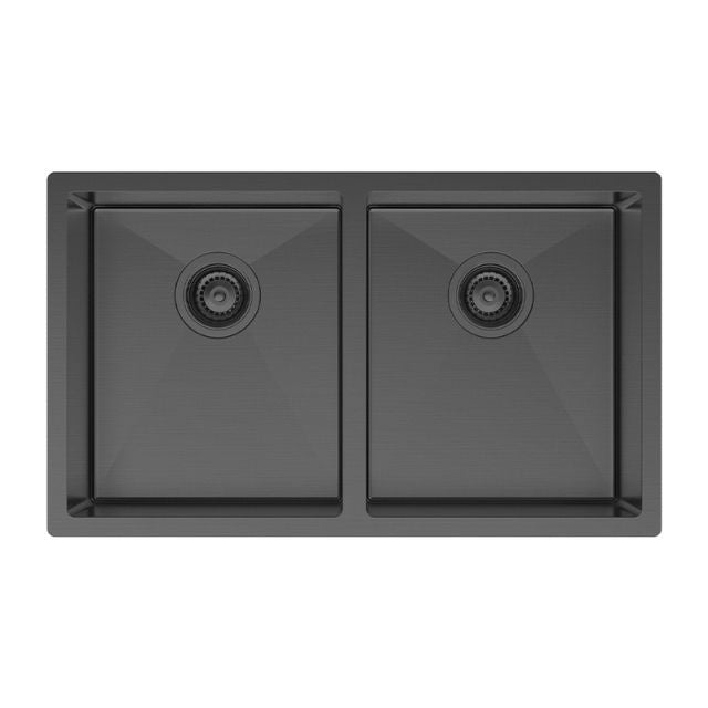 Fienza Hana Double Bowl Sink 27L-27L Carbon Metal Includes Sink Protect Top/Undermount 760X450X200mm