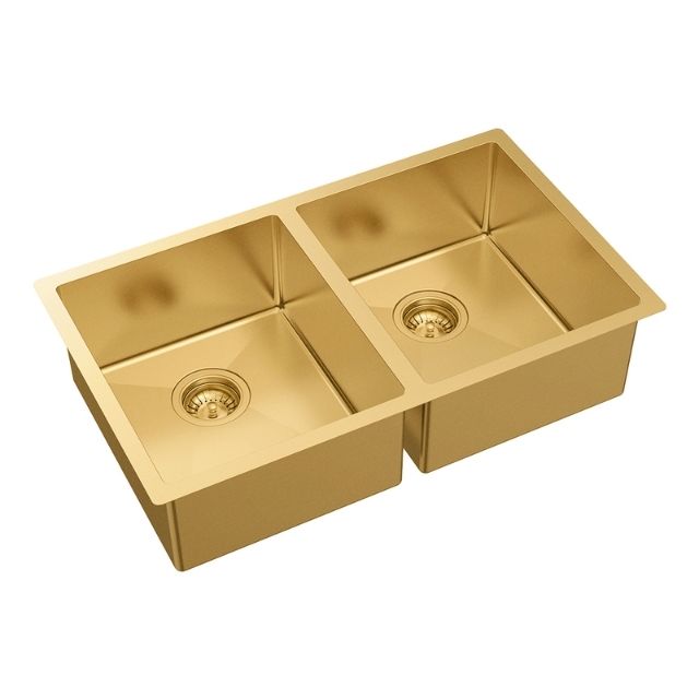 Fienza Hana Double Bowl Sink 27L-27L Rugged Brass Includes Sink Protect Top/Undermount 760X450X200mm