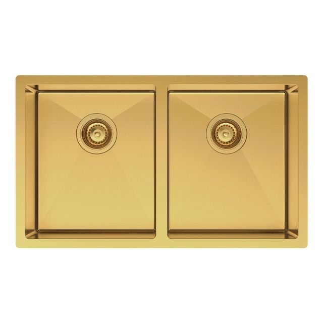 Fienza Hana Double Bowl Sink 27L-27L Rugged Brass Includes Sink Protect Top/Undermount 760X450X200mm