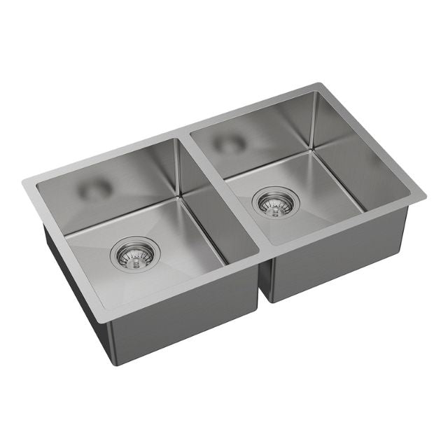 Fienza Hana Double Bowl Sink 30L-15L Top/Undermount NTH Includes Colander And Roller