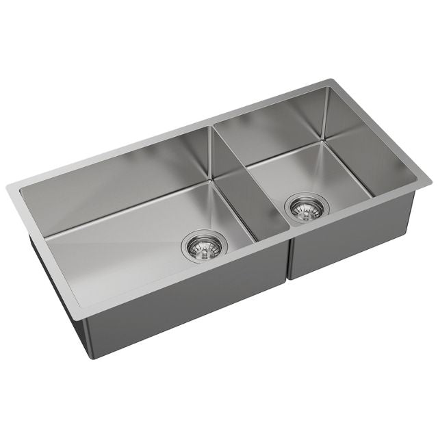 Fienza Hana Double Bowl Sink 40L-27L Slim Divider Top/Undermount 892X450X200mm