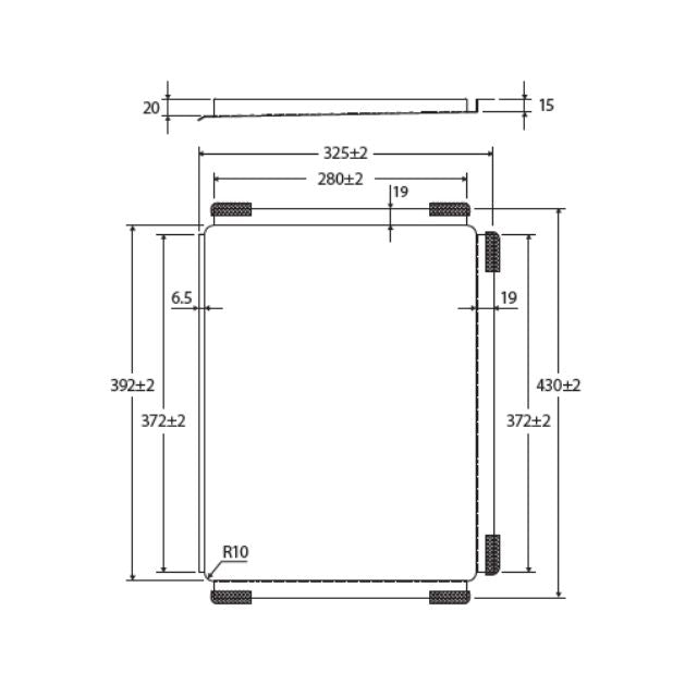 Technical Drawing Fienza Hana Sink Draining Tray Carbon Metal 325X430X20mm A21CM - The Blue Space