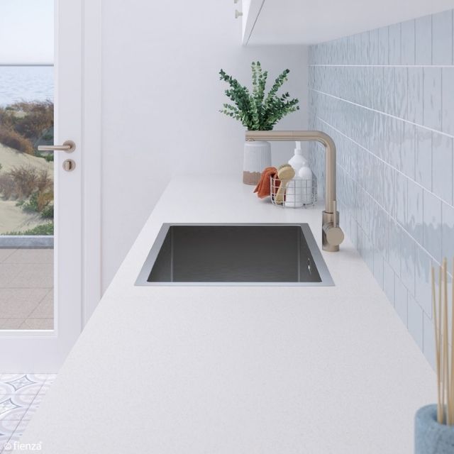 Fienza Hana Laundry Sink 50L With Overflow Top/Undermount 580X445X240mm
