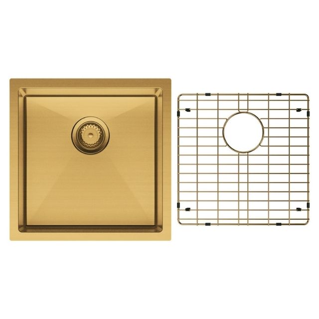 Fienza Hana Single Bowl Sink 32L Rugged Brass Includes Sink Protect Top/Undermount 450X450X200mm