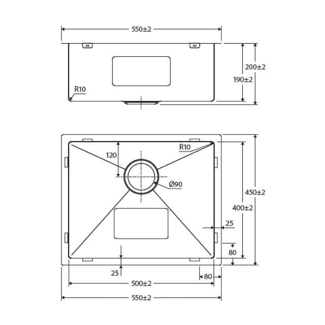 Fienza Hana Single Bowl Sink 40L Anti Scratch 550X450X200mm