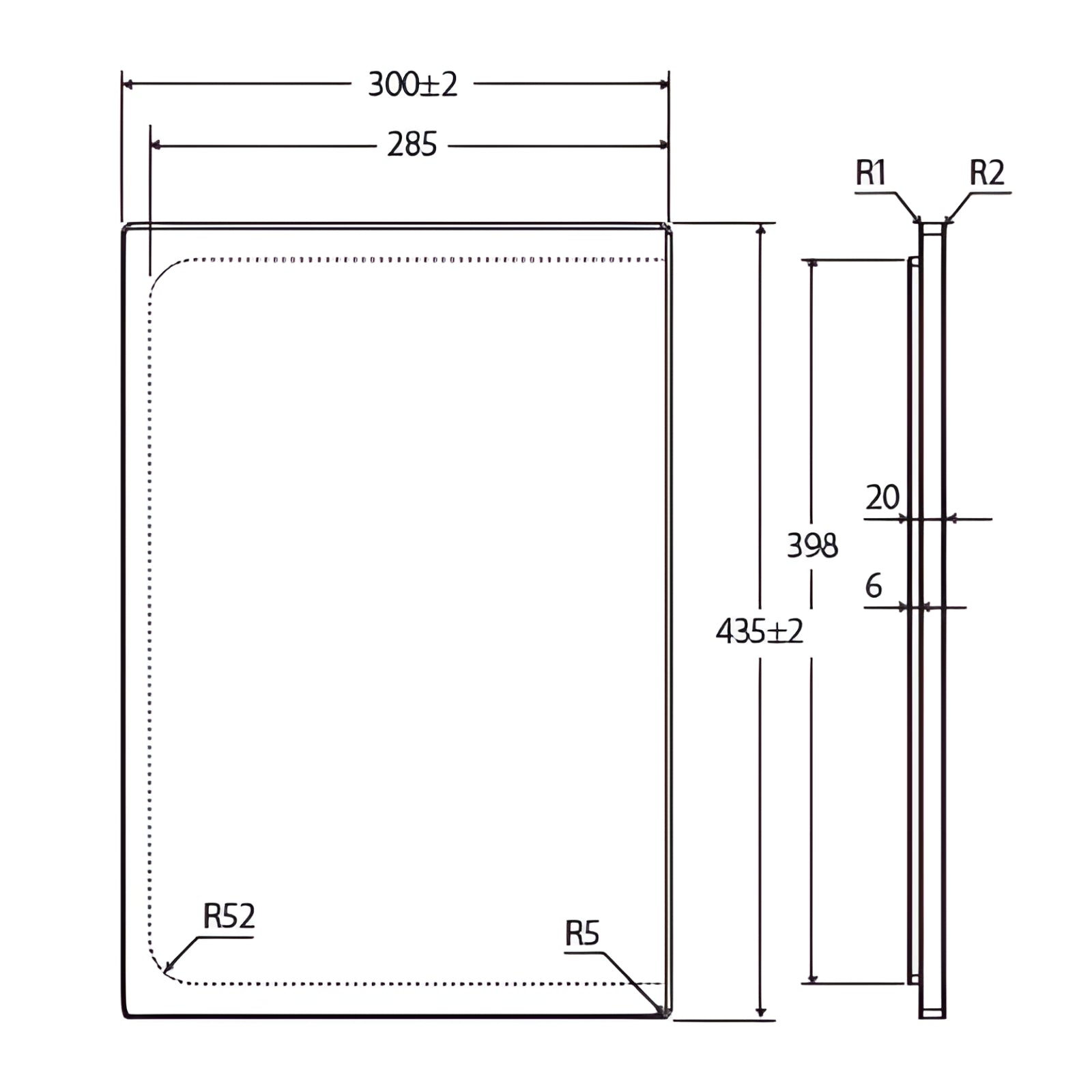 Technical Drawing Fienza Hana Sink Chopping Board A37 - The Blue Space
