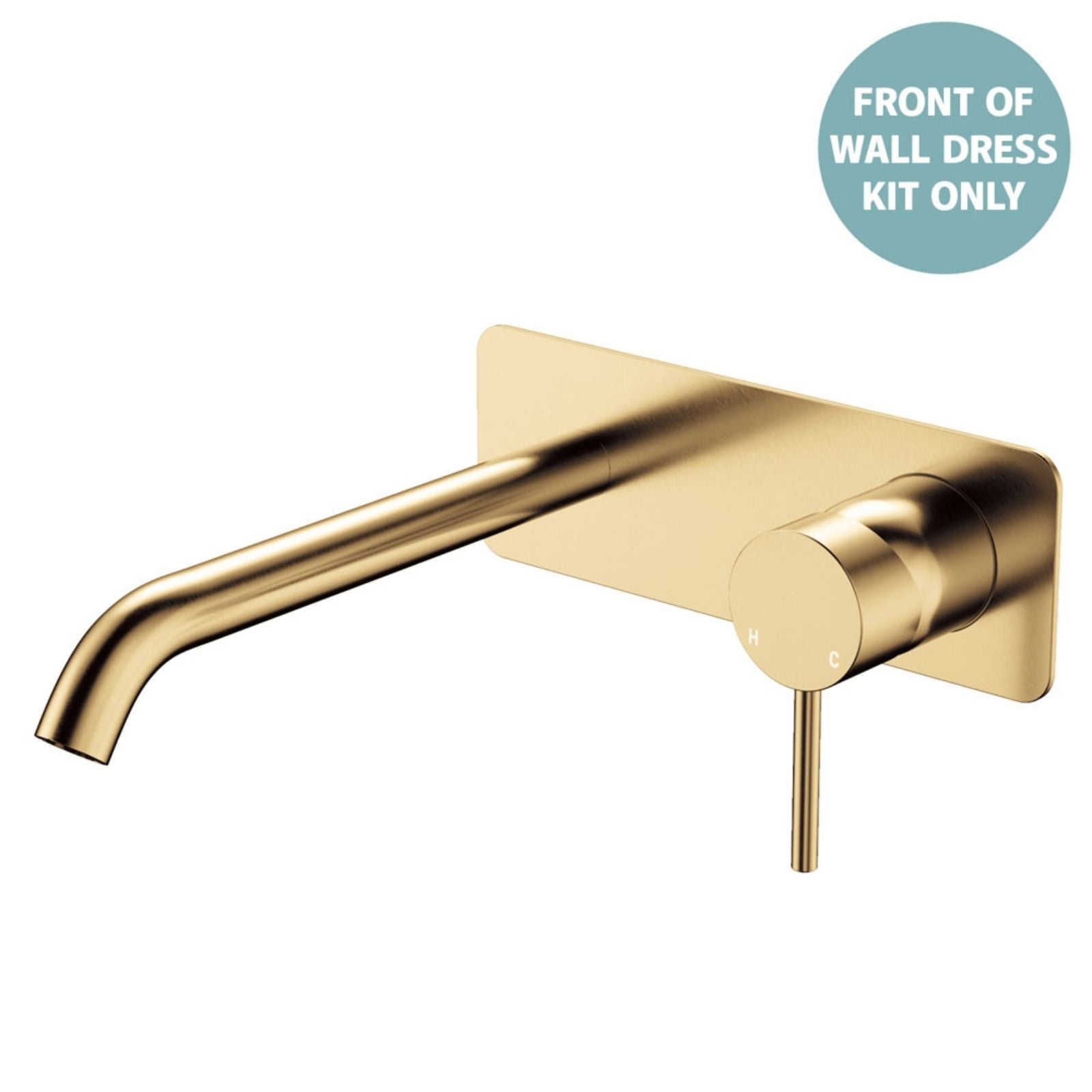 Fienza Kaya Basin/Bath Wall Mixer Dress Kit Set Rectangular Plate 200mm Outlet Urban Brass D228106UB-200-LF - The Blue Space