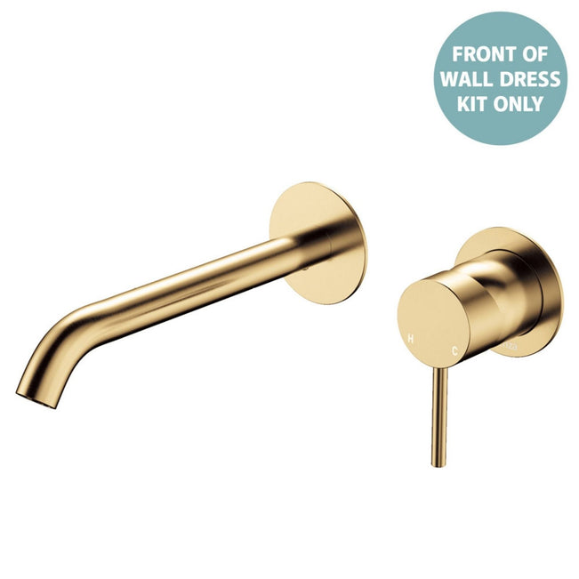 Fienza Kaya Basin/Bath Wall Mixer Dress Kit Set Round Plates 200mm Outlet Urban Brass D228104UB-200-LF - The Blue Space
