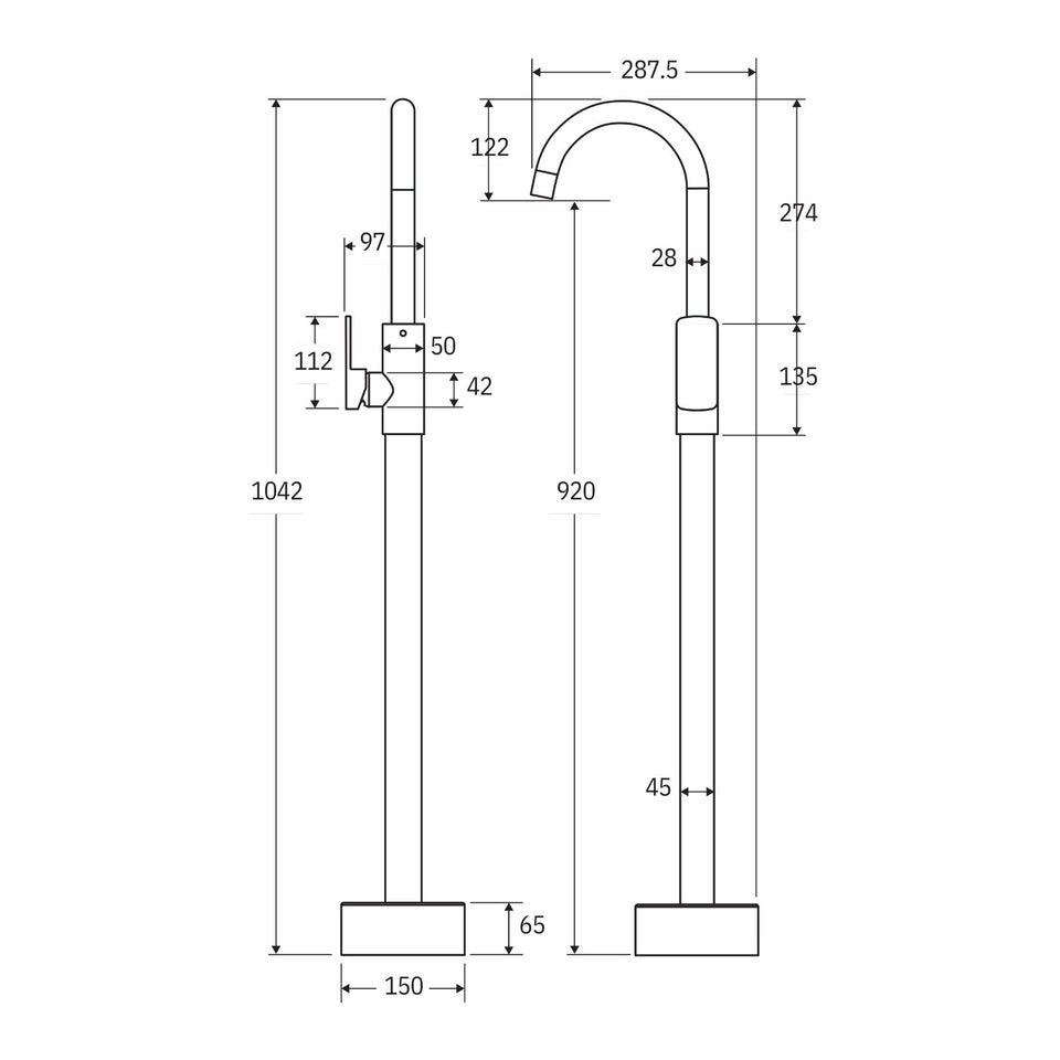 Fienza Kaya Floor Mounted Mixer Brushed Nickel