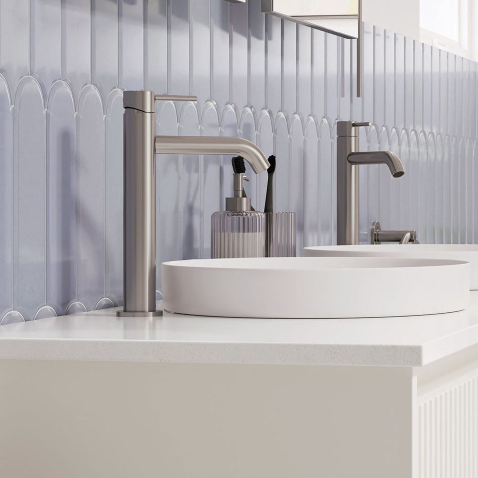 Fienza Kaya Medium Basin Mixer Brushed Nickel