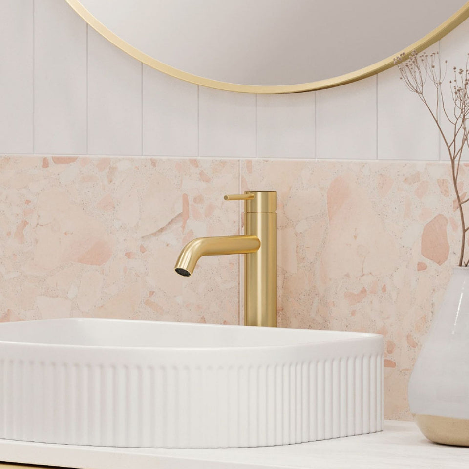 Fienza Kaya Medium Basin Mixer Urban Brass