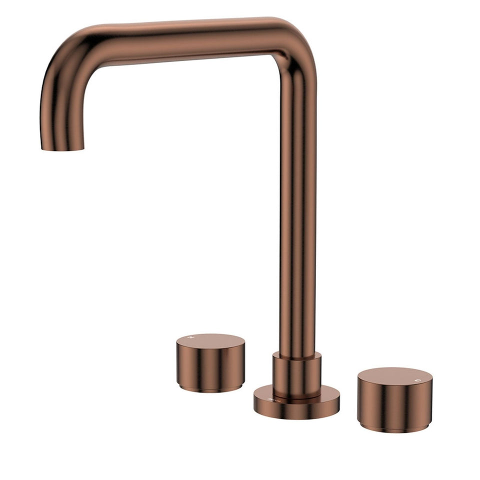 Fienza Kaya Round Taps Squareline Hob Outlet Set Brushed Copper