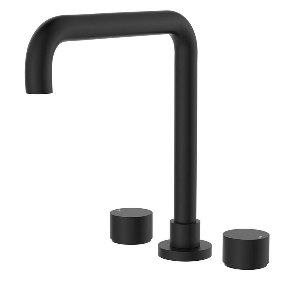 Fienza Kaya Round Taps Squareline Hob Outlet Set Matte Black