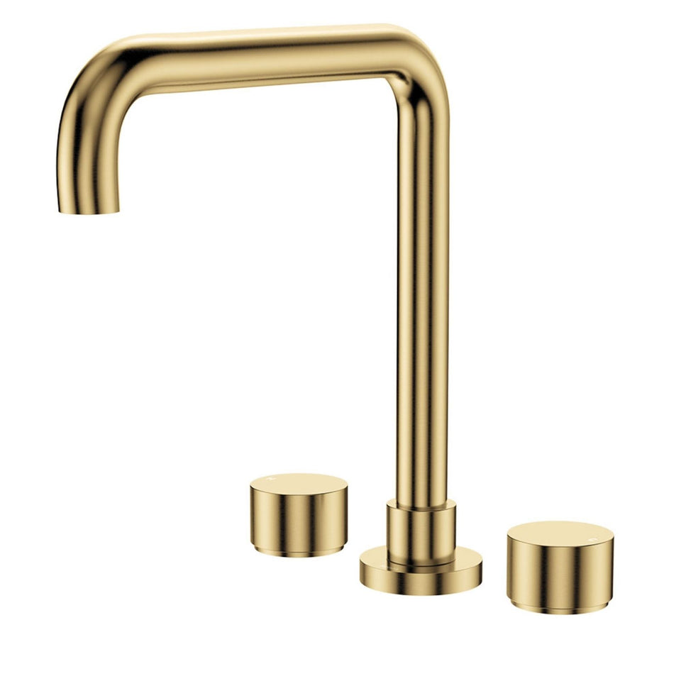 Fienza Kaya Round Taps Squareline Hob Outlet Set Urban Brass