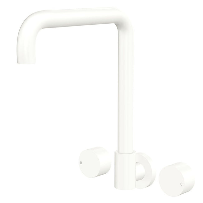 Fienza Kaya Round Taps Squareline Wall Outlet Set Matte White 338105MW-LF - The Blue Space