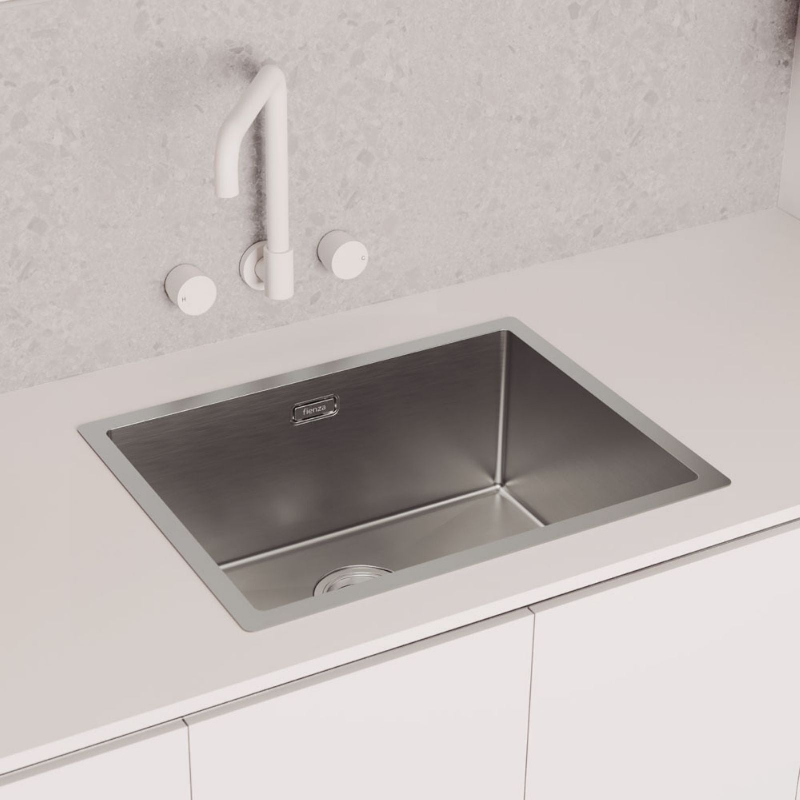 Lifestyle 3 Fienza Kaya Round Taps Squareline Wall Outlet Set Matte White 338105MW-LF - The Blue Space