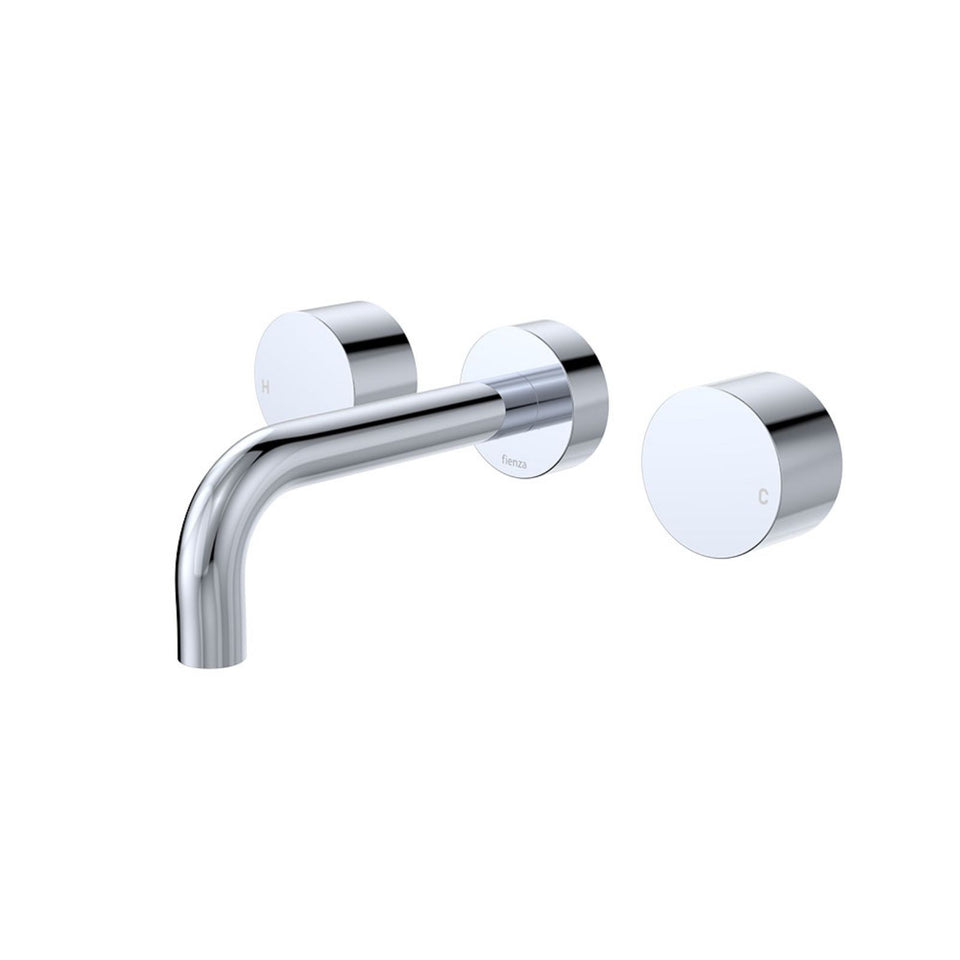 Fienza Kaya Round Taps Wall Basin /Bath 130mm Outlet Set Chrome