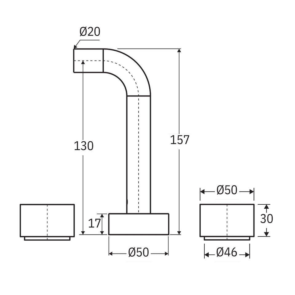 Fienza Kaya Round Taps Wall Basin/Bath 130mm Outlet Set Gun Metal