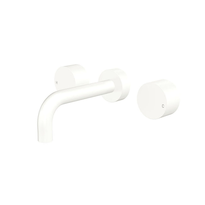 Fienza Kaya Round Taps Wall Basin/Bath 130mm Outlet Set Matte White 338102MW-130-LF - The Blue Space