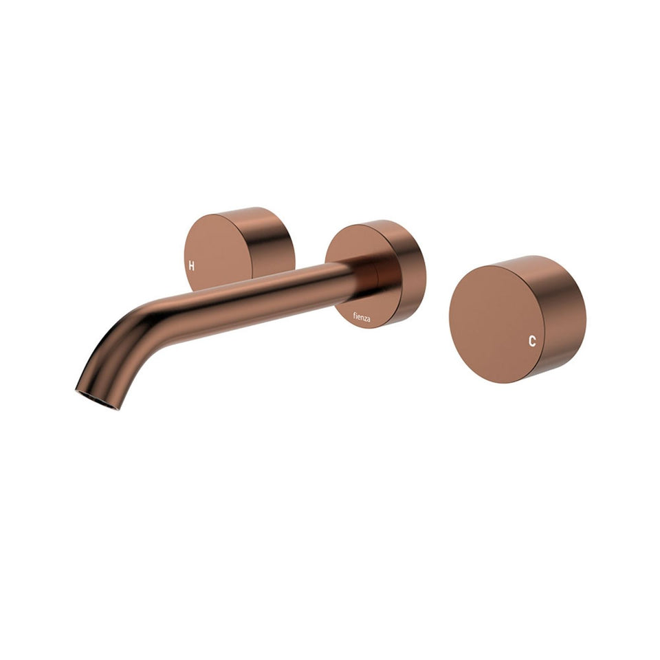 Fienza Kaya Round Taps Wall Basin/Bath 180mm Outlet Set Brushed Copper