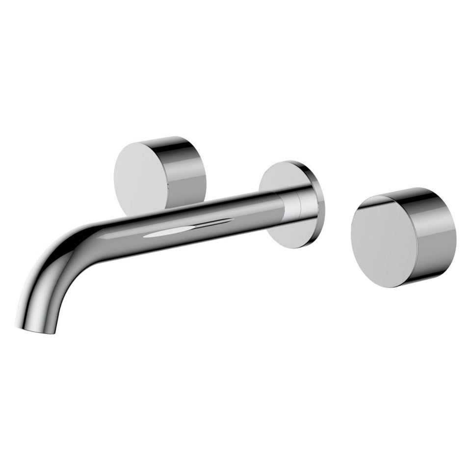 Fienza Kaya Round Taps Wall Basin/Bath 180mm Outlet Set Chrome