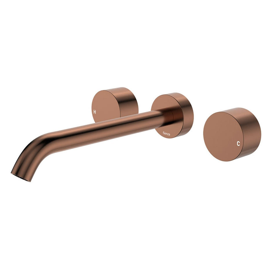Fienza Kaya Round Taps Wall Basin/Bath 220mm Outlet Set Brushed Copper