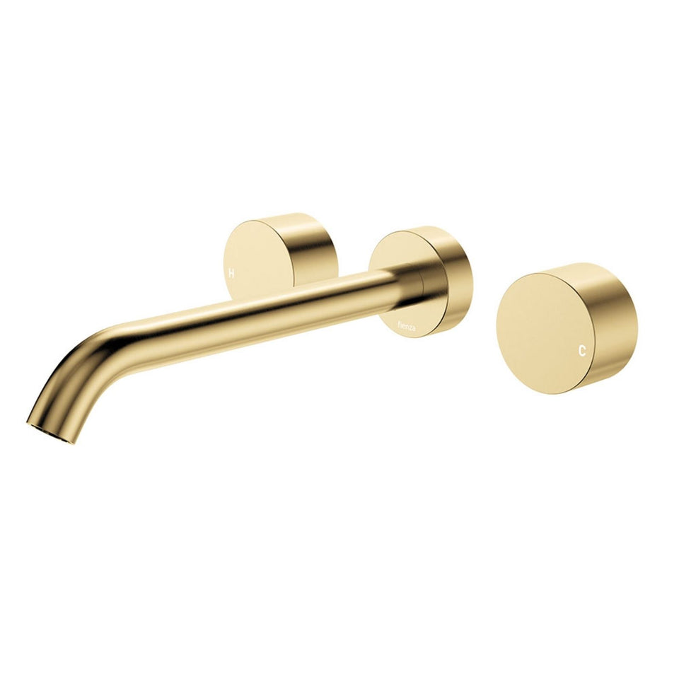 Fienza Kaya Round Taps Wall Basin/Bath 220mm Outlet Set Urban Brass