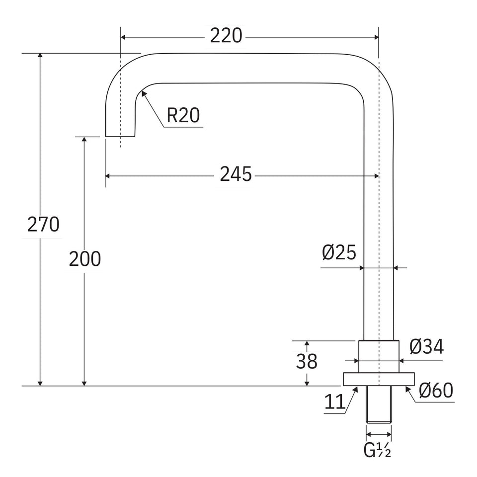 Fienza Kaya Squareline Hob Outlet Brushed Nickel