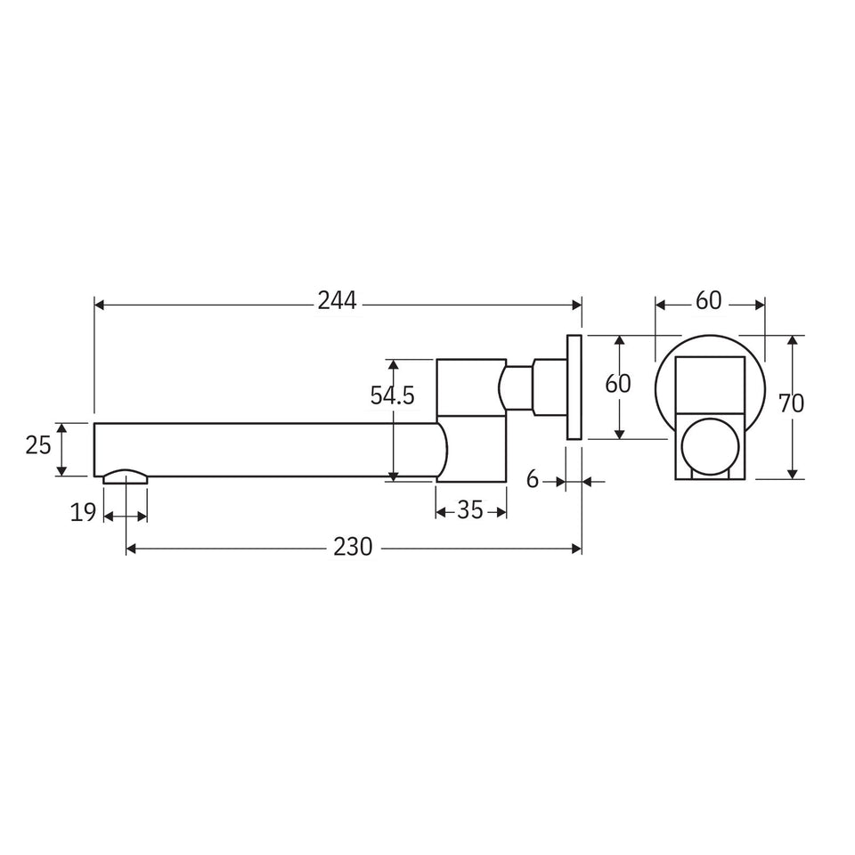 Fienza Kaya Swivel Wall Basin/Bath 230mm Outlet Brushed Copper