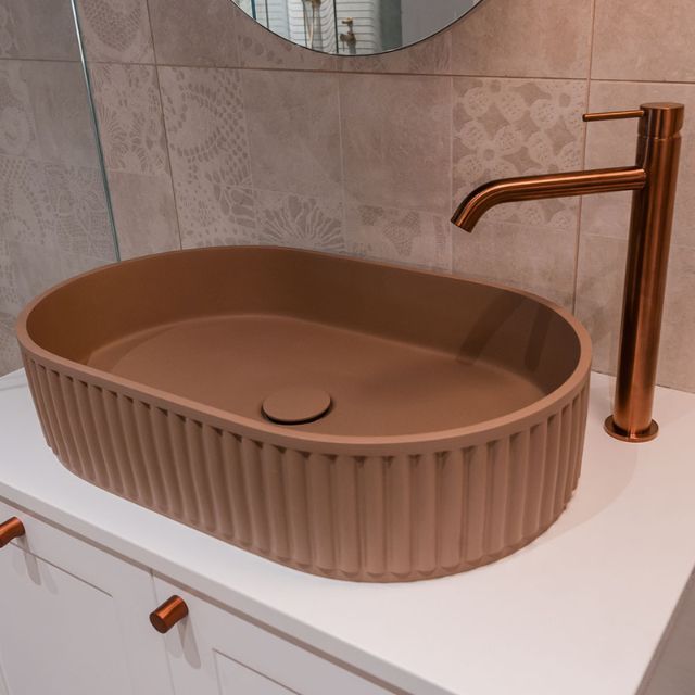 Fienza Kaya Tall Basin Mixer Brushed Copper