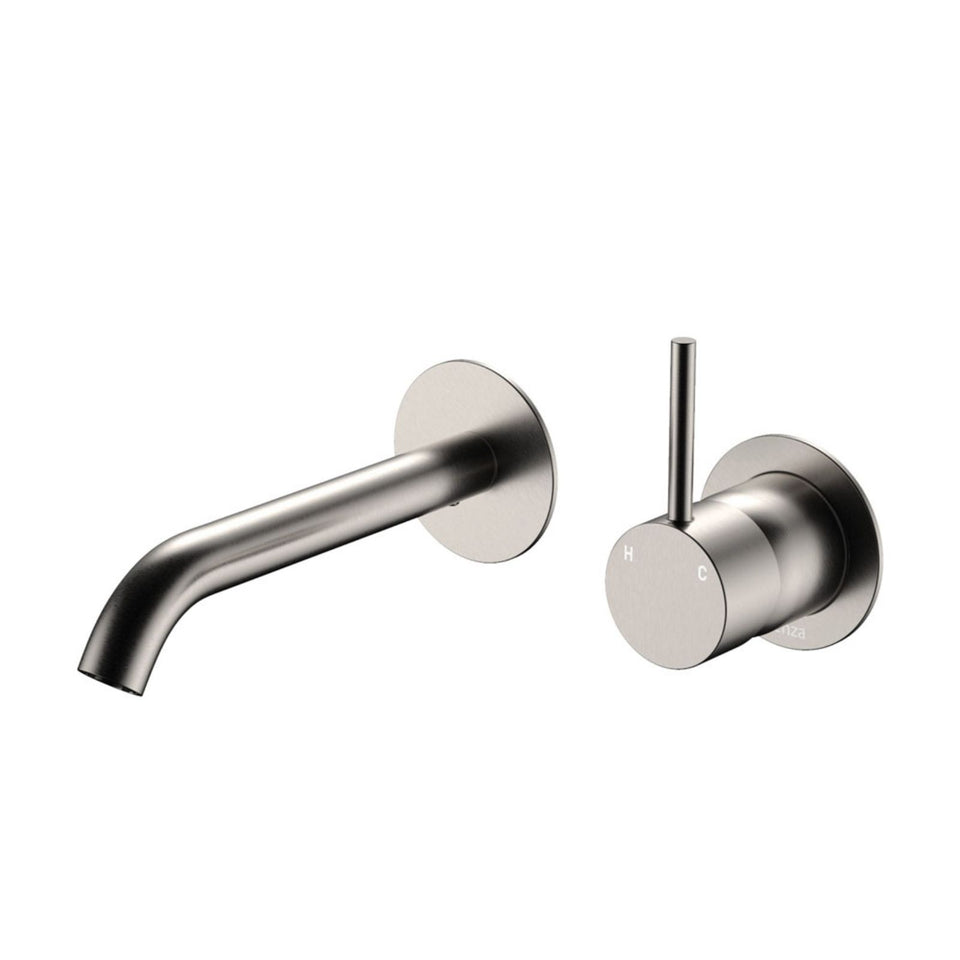 Fienza Kaya Up Basin/Bath Mixer 160mm Set Round Brushed Nickel